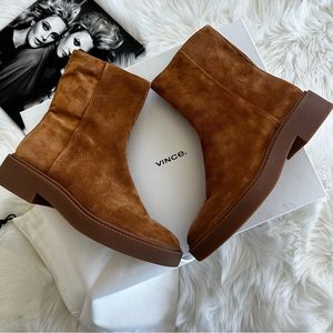 VINCE Kady Suede Zip Moto Booties